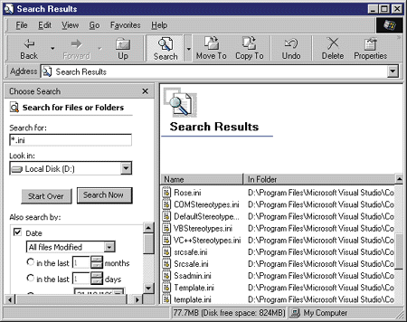 Figure 17 Windows 2000 DHTML-based Search