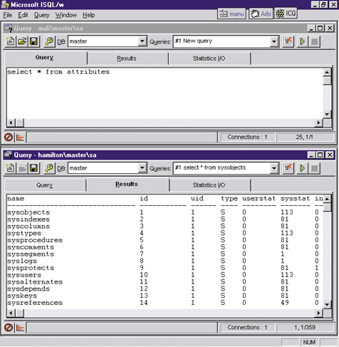 Figure 1: Running Query Analyzer