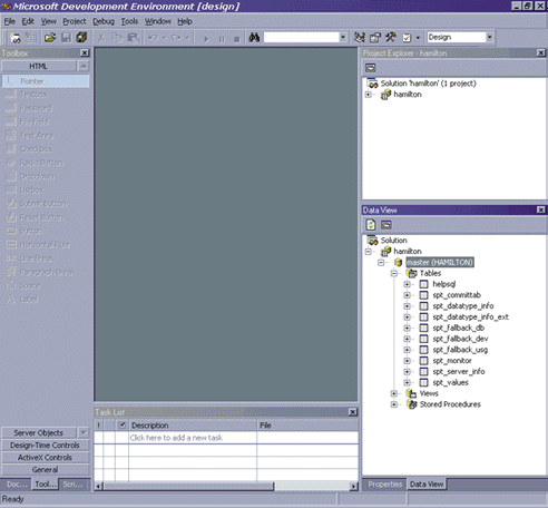 Figure 2: Database Structures in Visual InterDev 6.0