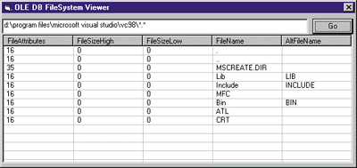 Figure 9 OLE DB FileSystem Viewer