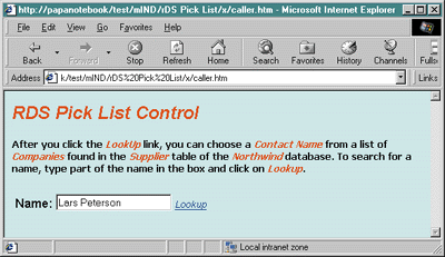 Figure 3: A Selected Contact