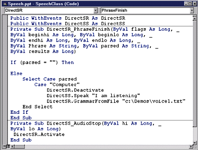 Figure 3: The SpeechClass Class Module