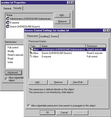 Figure 2 Access Control Editor Properties