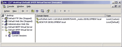 Figure 1: SMTP Virtual Servers in the MMC Snap-in