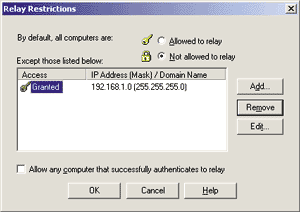 Figure 9: Configuring Relay Restrictions