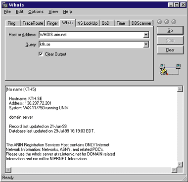 Figure 7: Domain Name Lookup in WhoIs