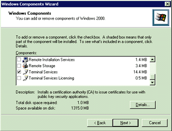 Figure 1 Adding Terminal Services