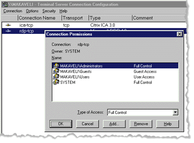 Figure 2 Terminal Server RDP Configuration