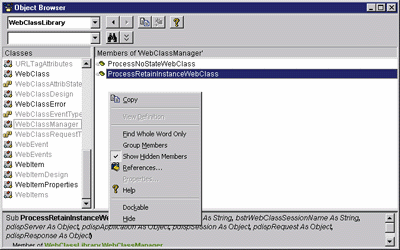 Figure 6: Showing the WebClassManager