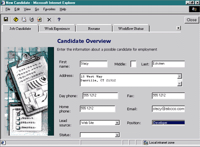 Figure 1: Job Candidate Information Page