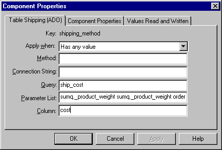 The table shipping component