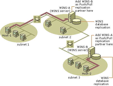 Figure 7.9    WINS Replication Overview