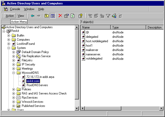 Figure 6.14    DNS Objects in Active Directory