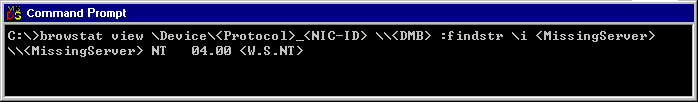 Figure I.16    Determining if the Domain Master Browser has Received the Server's Name From the Master Browser