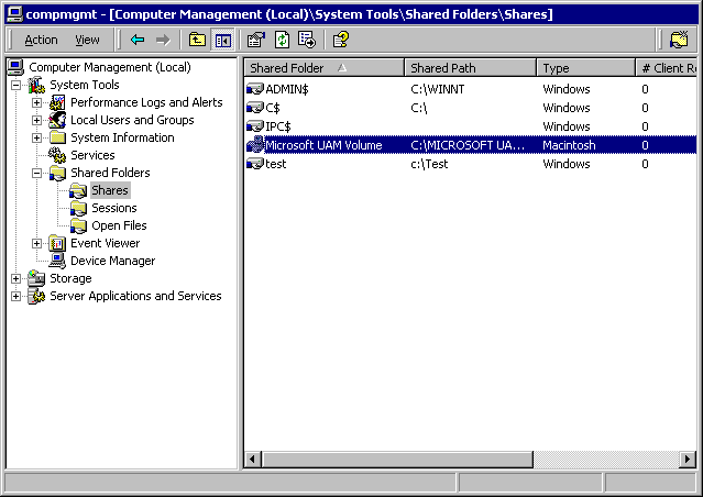 Figure 15.2    Computer Management Showing Migrated Macintosh File Volume