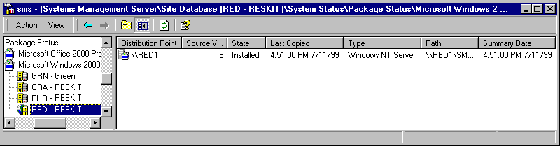 Figure 14.8    The Status of the Windows 2000 Package at a Specific Site