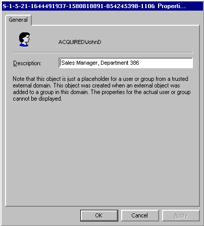 Figure 2.8    Properties for a Member from an External Domain