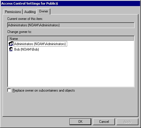 Figure 12.19    Owner Tab for a Folder Object