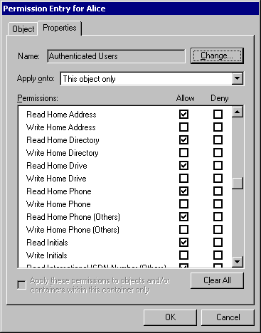 Figure 12.3    Per-Property Permissions for a User Object