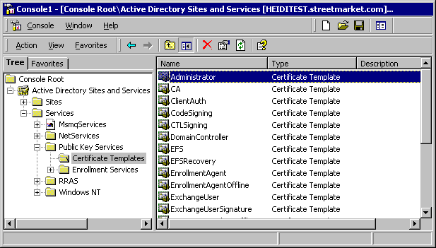 Figure 16.11    Certificate Templates Container