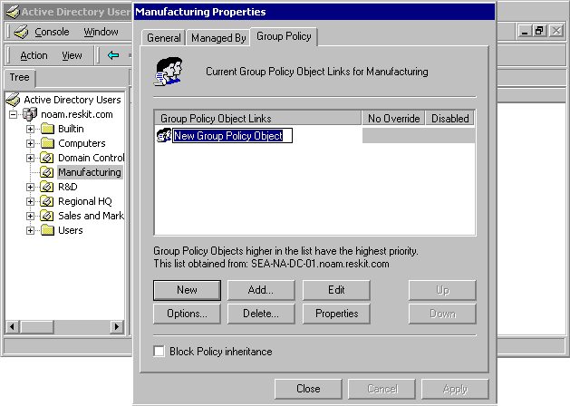 Figure 22.5    Manufacturing Properties of New Group Policy Object