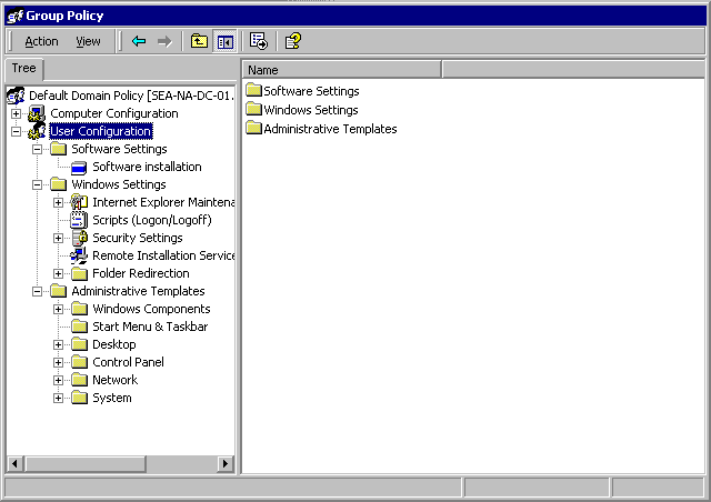 Figure 22.2    The Group Policy Snap-in Console User Configuration