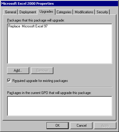 Figure 23.9    Microsoft Excel 2000 Properties to Upgrade Microsoft Excel 97