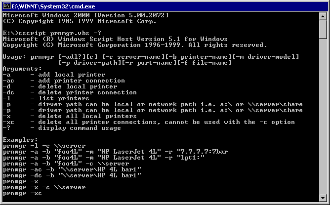 Figure 4.18    PrnAdmin Scripts