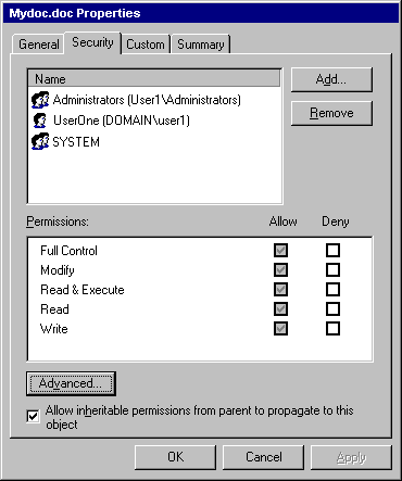 Figure 3.5    Permissions Dialog Box