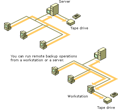 Figure 12.1   Server-Only and Local Computer Backup Configurations 