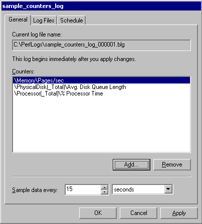 Figure 5.7    General Properties Tab for a Counter Log