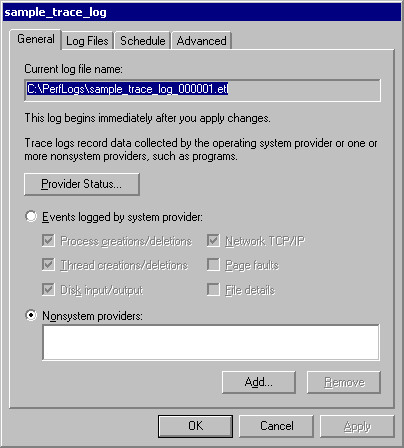 Figure 5.8    General Properties Tab for Trace Log