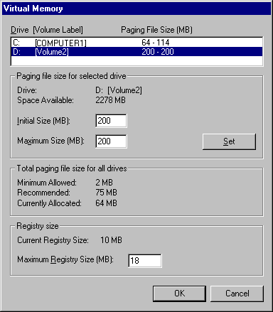 Figure 6.3    Virtual Memory Dialog Box