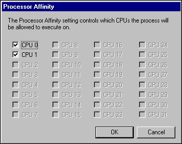 Figure 10.3    Processor Affinity Dialog Box in Task Manager