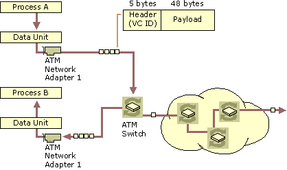 Figure 14.4    ATM Fixed-Length Cells (Bi-Directional Traffic)