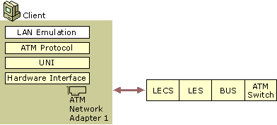 Figure 14.11    LANE Client, LECS, LES, and BUS