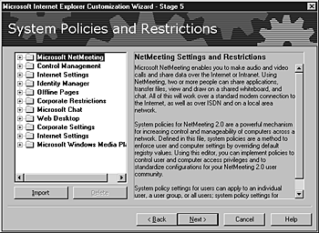 System Policies and Restrictions categories