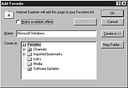 Add Favorite dialog box