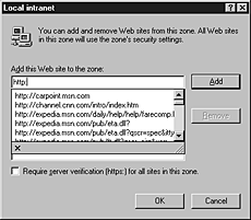 Adding a site to the Local intranet zone
