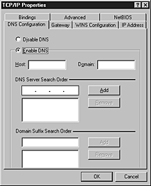 DNS Configuration tab