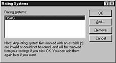 Rating Systems dialog box