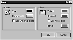 Hover color in the Colors dialog box