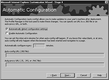 Automatic Configuration screen