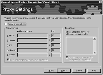 Proxy Settings screen