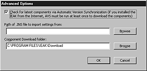 Advanced Options dialog box