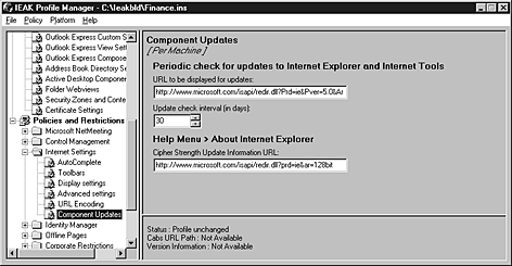 Component Updates options