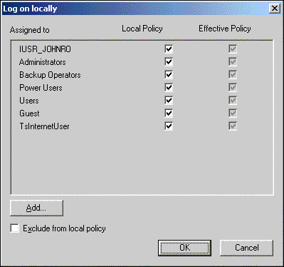 Log on Locally Dialog Box