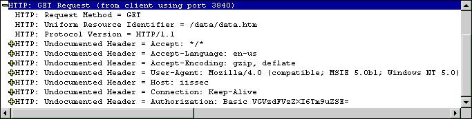 Partial Network Trace of HTTP Basic Authentication