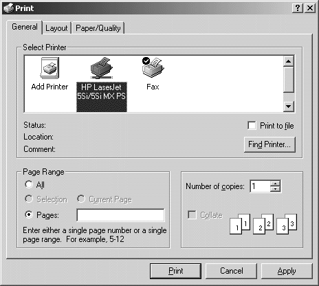 Print dialog box