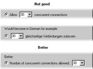 Example of control placement